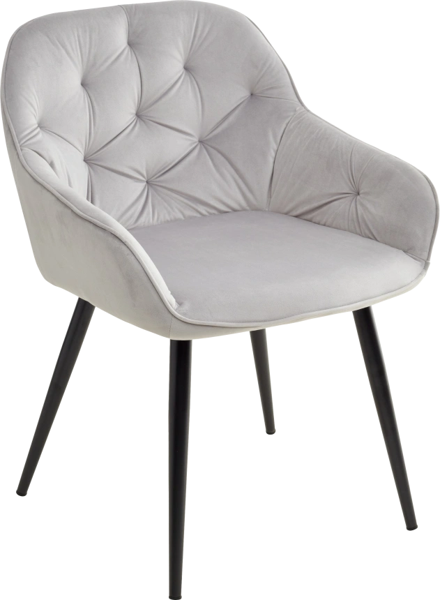 Стул Breeze, мягкий Bluvel-03 Light Grey, велюр, черный каркас