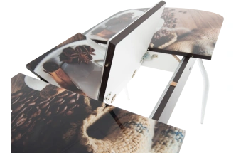 Кухонный стол Ривьера, фотопечать Кофе 22, стекло, каркас хром