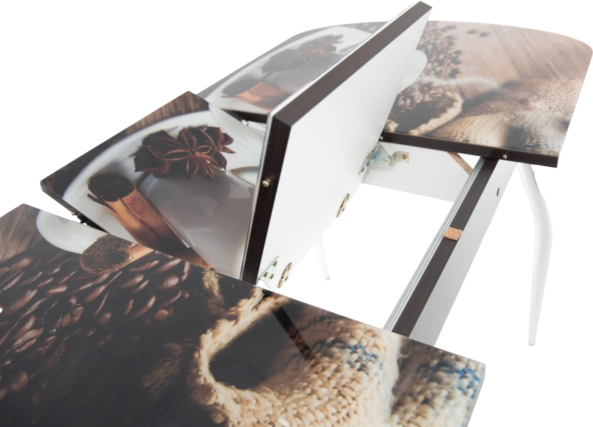 Кухонный стол Ривьера, фотопечать Кофе 22, стекло, каркас хром