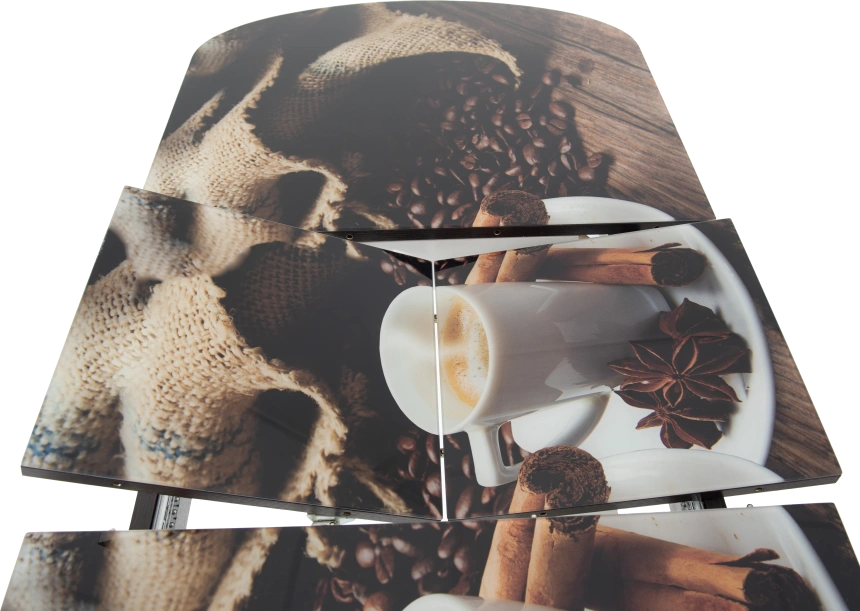 Кухонный стол Ривьера, фотопечать Кофе 22, стекло, каркас хром