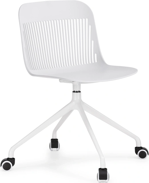 Офисный стул Philip, на колесиках, пластик / металл белый