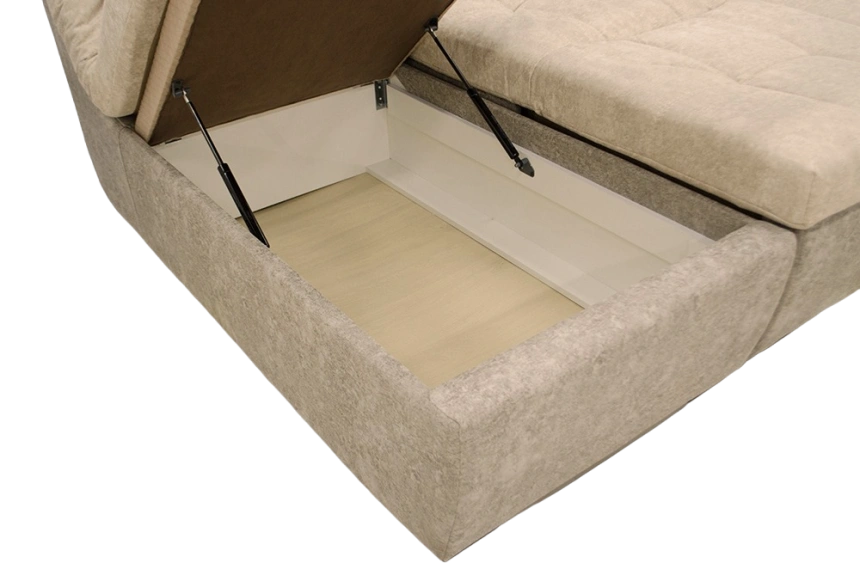 Диван угловой София 2 с задней тканью, Такома 02 (крем), Такома 12 (светло-серый)