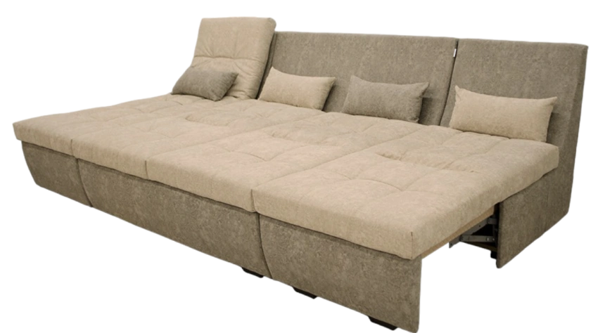 Диван угловой София 2 с задней тканью, Такома 02 (крем), Такома 12 (светло-серый)