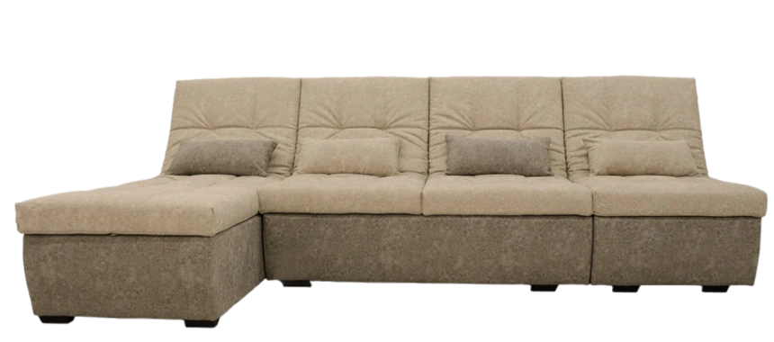 Диван угловой София 2 с задней тканью, Такома 02 (крем), Такома 12 (светло-серый)