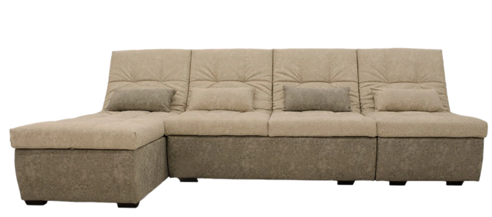 Диван угловой София 2 с задней тканью, Такома 02 (крем), Такома 12 (светло-серый)