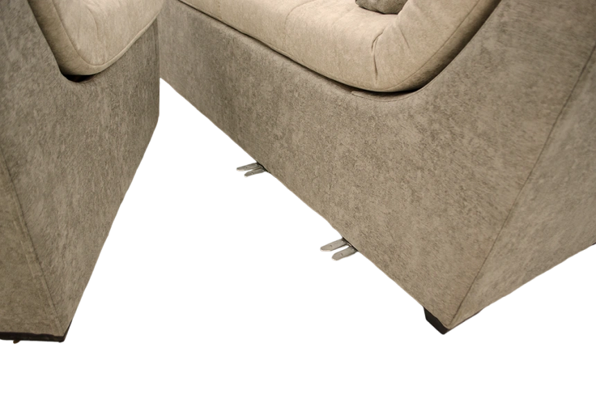 Диван угловой София 2 с задней тканью, Такома 02 (крем), Такома 12 (светло-серый)