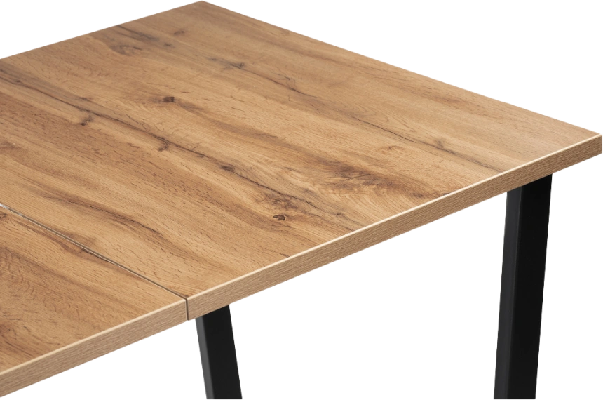 Кухонный стол раздвижной Лота Лофт, 120(160)x75, ЛДСП, дуб вотан, каркас черный матовый