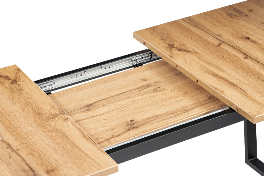 Кухонный стол раздвижной Лота Лофт, 120(160)x75, ЛДСП, дуб вотан, каркас черный матовый