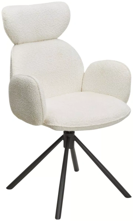 Стул Vardy, мягкий, поворотный, белый букле XD841-01, серый каркас