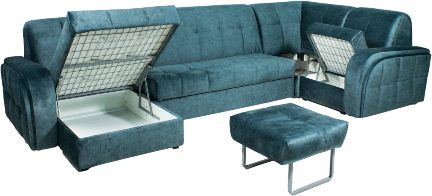 Диван угловой Блэквуд 155, Kleo emerald, Угл.секция Крес.секция 600 оттоманка 150 