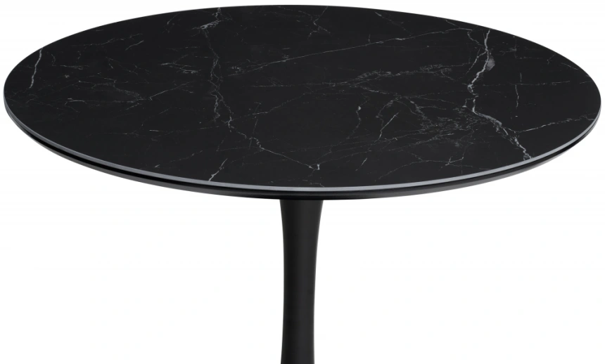 Кухонный стол Тулип, 90x73, керамика, черный мрамор / черный