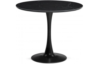 Кухонный стол Тулип, 90x73, керамика, черный мрамор / черный