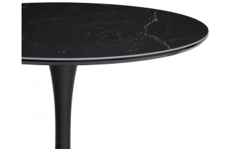 Кухонный стол Тулип, 90x73, керамика, черный мрамор / черный