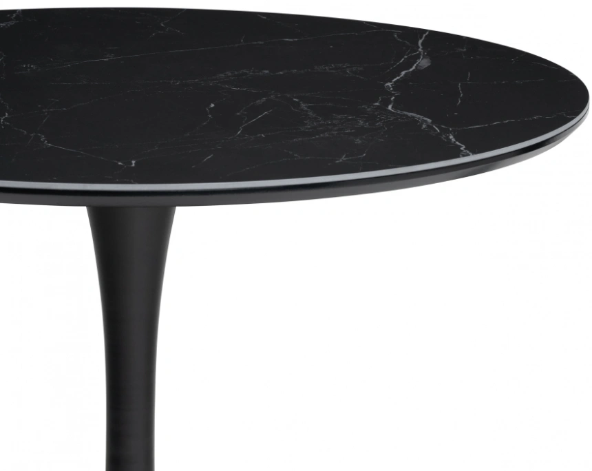Кухонный стол Тулип, 90x73, керамика, черный мрамор / черный