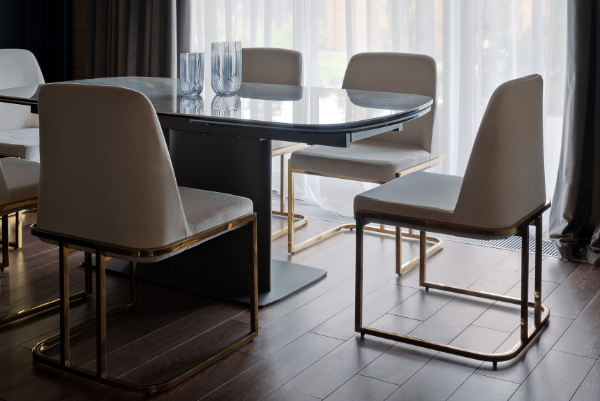 Стул GY-DC8365GOLD-CR, мягкий, велюр, кремовый / золото 