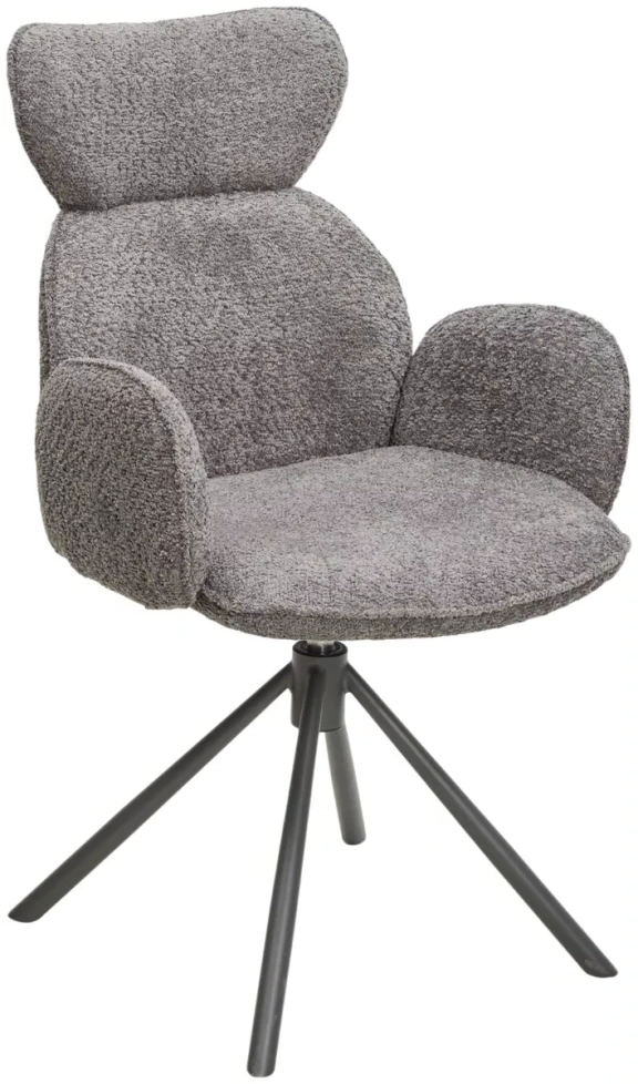 Стул Vardy, мягкий, поворотный, темно-серый букле XD841-16, серый каркас