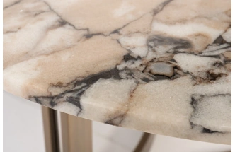 Журнальный стол 58DB-07035, 90x90x38, МДФ, мрамор, бежевый мрамор/ бронзовый