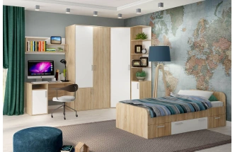 Кровать Мика, Дуб сонома/Белый