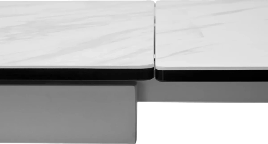 Кухонный стол раздвижной Belluno 160, Marbles Kl-99, Белый мрамор матовый, итальянская керамика, белый каркас