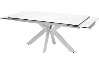 Кухонный стол раздвижной Belluno 160, Marbles Kl-99, Белый мрамор матовый, итальянская керамика, белый каркас