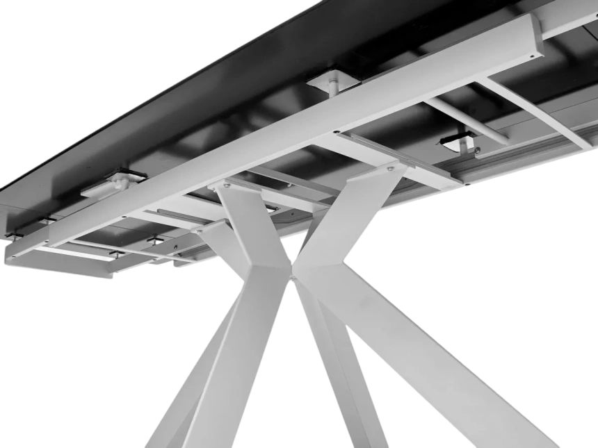 Кухонный стол раздвижной Belluno 160, Marbles Kl-99, Белый мрамор матовый, итальянская керамика, белый каркас