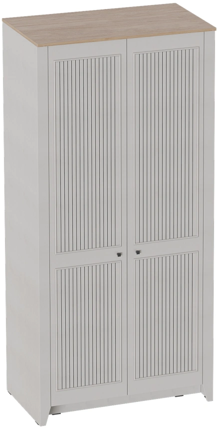 Шкаф двухдверный Валенсия, распашной с полками, персидский жемчуг / дуб натуральный светлый