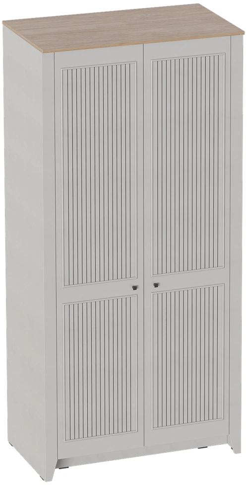 Шкаф двухдверный Валенсия, распашной с полками, персидский жемчуг / дуб натуральный светлый