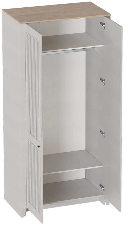 Шкаф двухдверный Валенсия, распашной с полками, персидский жемчуг / дуб натуральный светлый