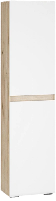 Шкаф двухдверный Алетра, распашной с полками, дуб крафт серый / глянец белый