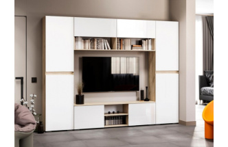 Шкаф двухдверный Алетра, распашной с полками, дуб крафт серый / глянец белый