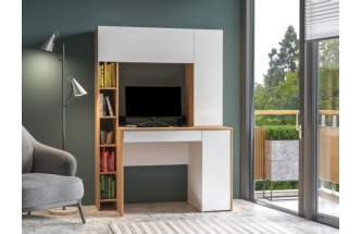 Стол компьютерный Комфорт, 12.71, дуб золотой craft / белая аляска