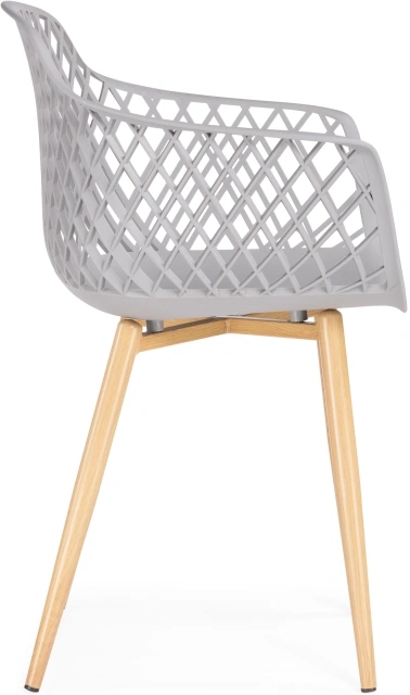 Пластиковый стул Rikon, с подлокотниками, серый / металл под дерево