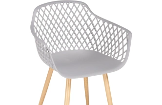 Пластиковый стул Rikon, с подлокотниками, серый / металл под дерево