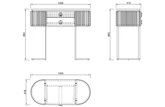 Туалетный столик Luciano, с ящиками, белый / золото