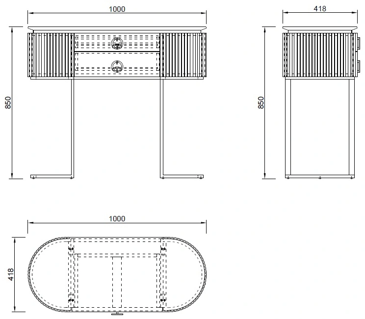 Туалетный столик Luciano, с ящиками, белый / золото