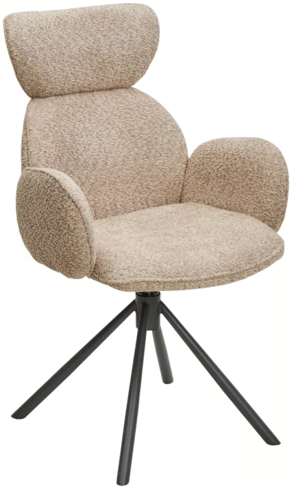 Стул Vardy, мягкий, поворотный, бежевый букле XD841-06, серый каркас