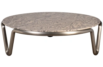 Журнальный стол 58DB-23400, 140x140x32, МДФ, шпон, бежевый / латунь