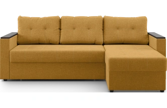 Диван угловой, Атлантик, модель 111, Savana Plus yellow (соломенный) / венге