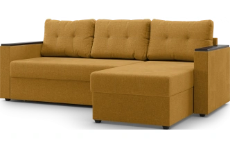 Диван угловой, Атлантик, модель 111, Savana Plus yellow (соломенный) / венге