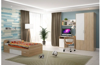 Шкаф Мика трехдверный, Дуб сонома/Белый