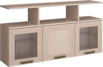 Полка-витрина навесная Орион Ясень шимо светлый/Лён