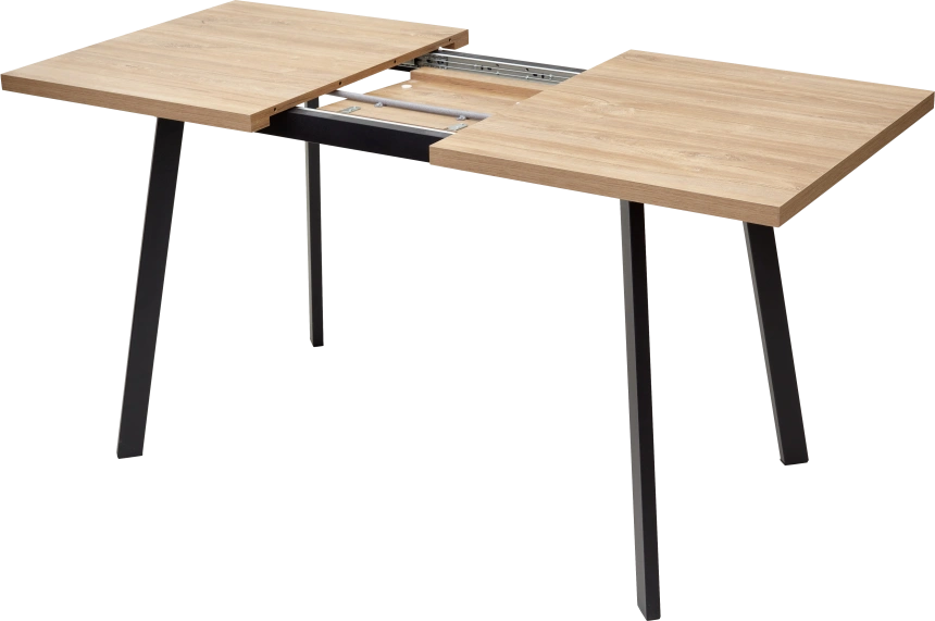 Кухонный стол раздвижной Фин 120, Дуб Канзас, черный каркас