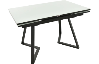 Кухонный стол Римини, белый, стекло, каркас черный