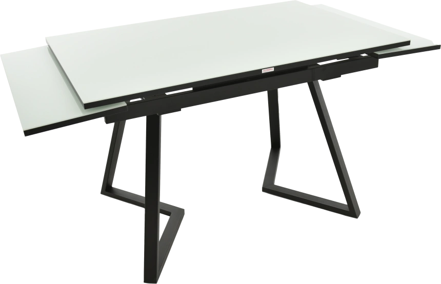 Кухонный стол Римини, белый, стекло, каркас черный