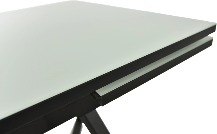 Кухонный стол Римини, белый, стекло, каркас черный