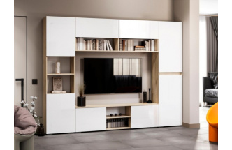 Шкаф навесной Алетра, дуб крафт серый / глянец белый