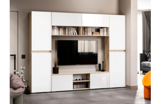 Шкаф навесной Алетра, дуб крафт серый / глянец белый