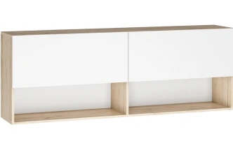 Шкаф навесной Алетра, дуб крафт серый / глянец белый