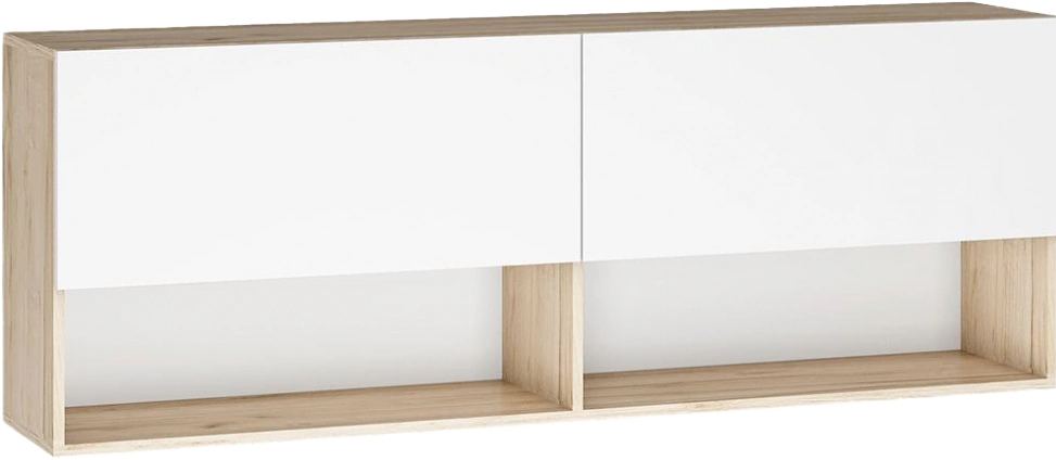 Шкаф навесной Алетра, дуб крафт серый / глянец белый