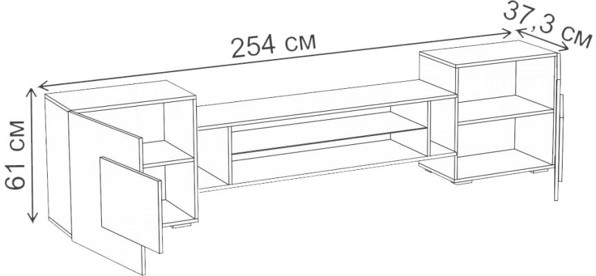 Тумба под ТВ Лисмор, с полками, белый / сонома